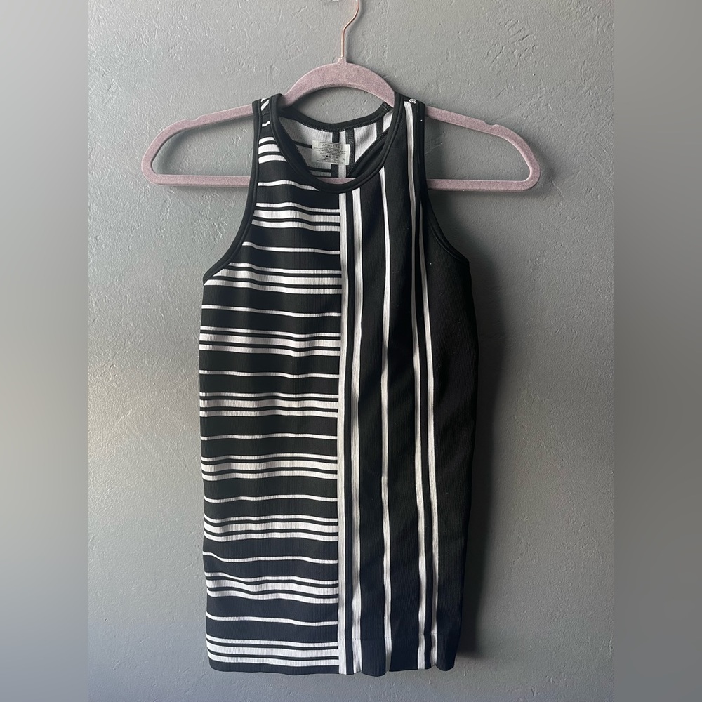 Athleta Black and White Striped Tank Top